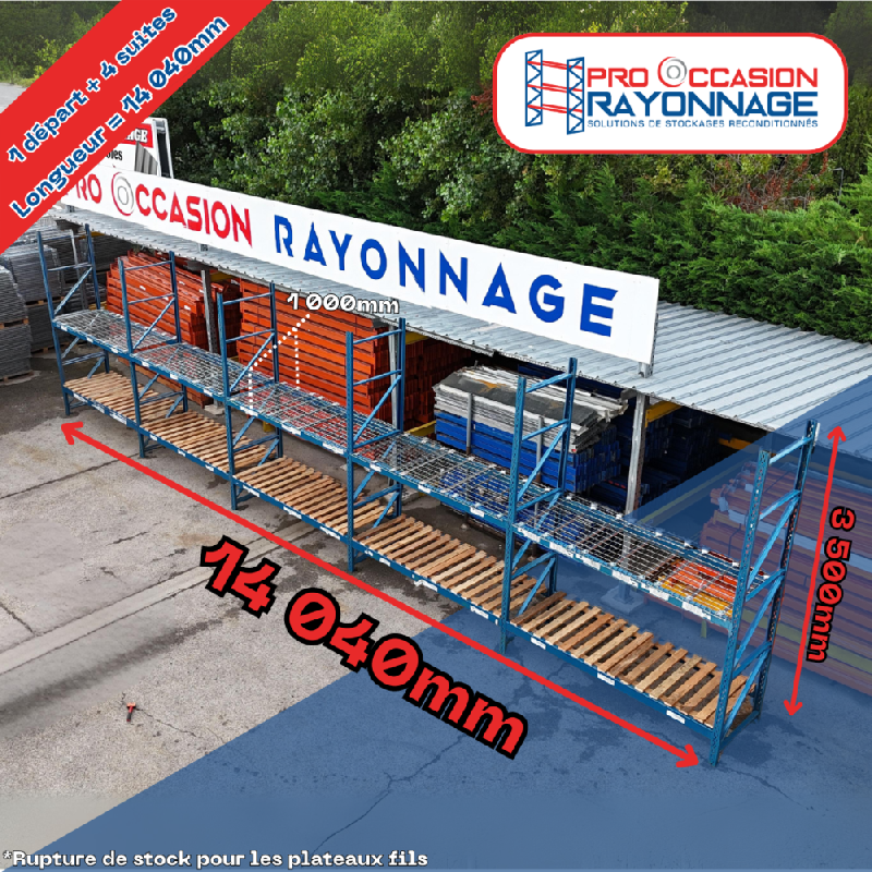 Lot de rayonnage industriel - Hauteur 3 500mm, Longueur 14 040mm, Profondeur 1 000mm - Provost Propal_0