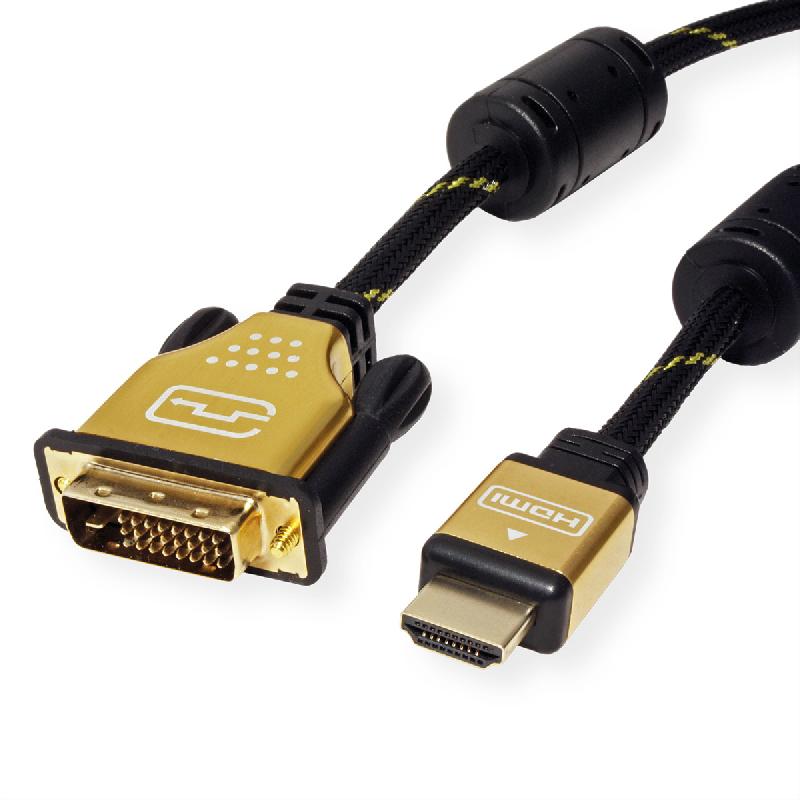 ROLINE GOLD Câble pour écran DVI-HDMI, M-M, (24+1) dual link, Retail Blister, 5 m_0