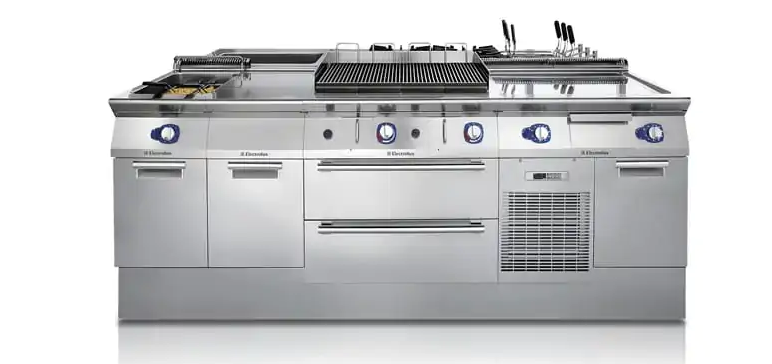 Fourneau professionnel sur mesure Cuisson modulaire 900XP - Cuiseur à pâtes automatique HP, PowerGrill, Fry TopHP 1200 mm, Four à convection à gaz, Brûleurs Flower Flame_0