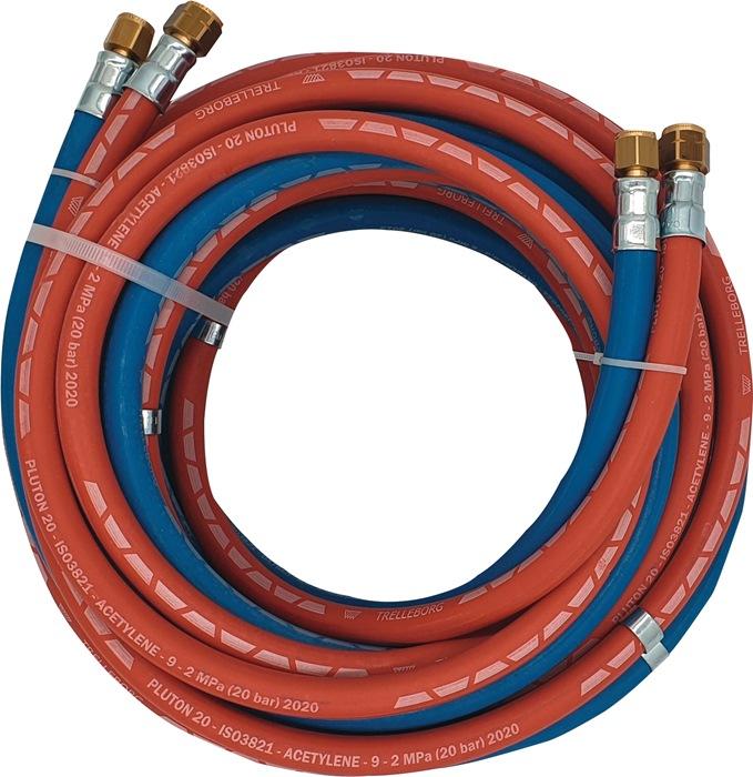 Tuyau de gaz autogène longueur 30 m D. Intérieur 6/9 mm épaisseur du mur 5/3,5 mm bleu/rouge_0