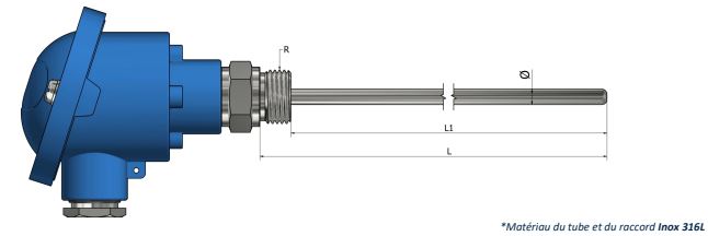 Sonde à résistance avec tête de raccordement Standard avec raccord fixe - PH10_0