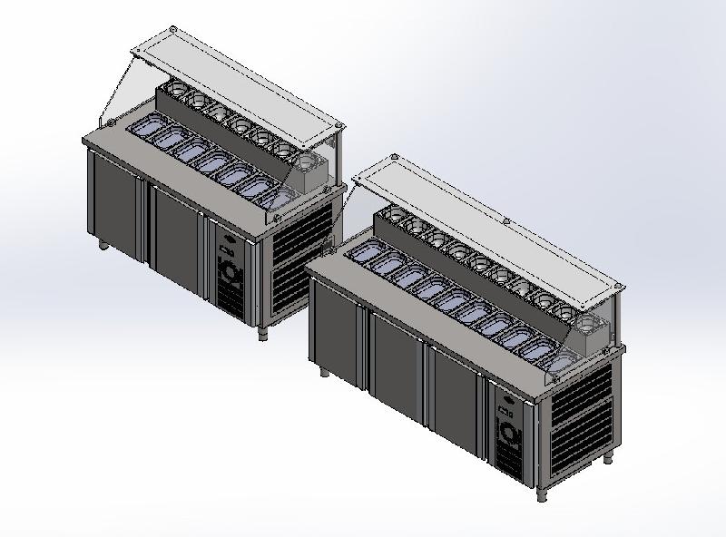 Vitrine de présentation / 1500 mm (refroidissement par ventilateur) Avec espace pompe à sauce_0