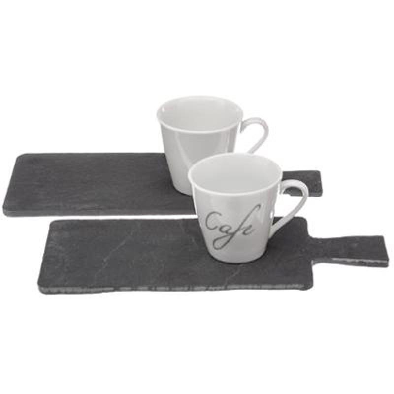 LOT DE 2 SETS À CAFÉ GOURMAND ARDOISE 23CM NOIR - PARIS PRIX_0