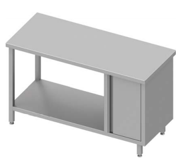 Table de travail inox centrale avec placard  à droite et étagère 800x800x900 soudée - 932988080_0