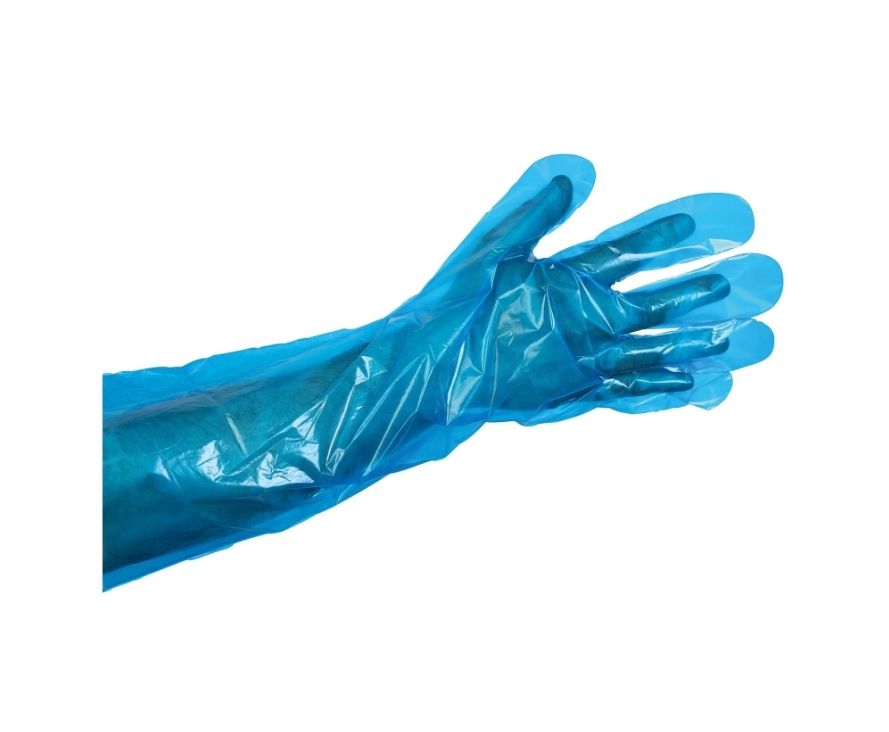 Gants en polyéthylène bleu jetables - 88 x 28 cm - Sachet de 100_0