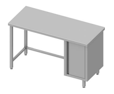 Table de travail inox centrale avec placard  à droite sans étagère 1400x600x900 soudée - 932966140_0