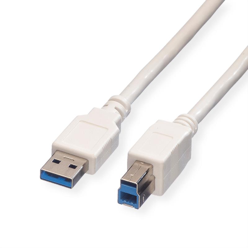 VALUE Câble USB 3.2 Gen 1 Type A-B, blanc, 0,8 m_0