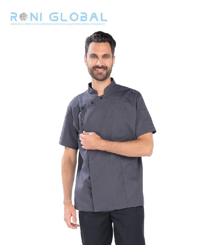 Veste de cuisine homme manches courtes en coton et polyester 2 poches - JEROME REMI CONFECTION_0