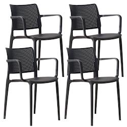 Oviala Business Lot de 4 chaises de terrasse en plastique noir - Oviala - noir plastique polypropylène 112523_0