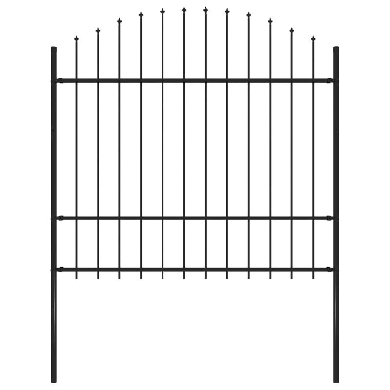 Vidaxl clôture de jardin avec dessus en lance acier 1,7 m noir 144944_0