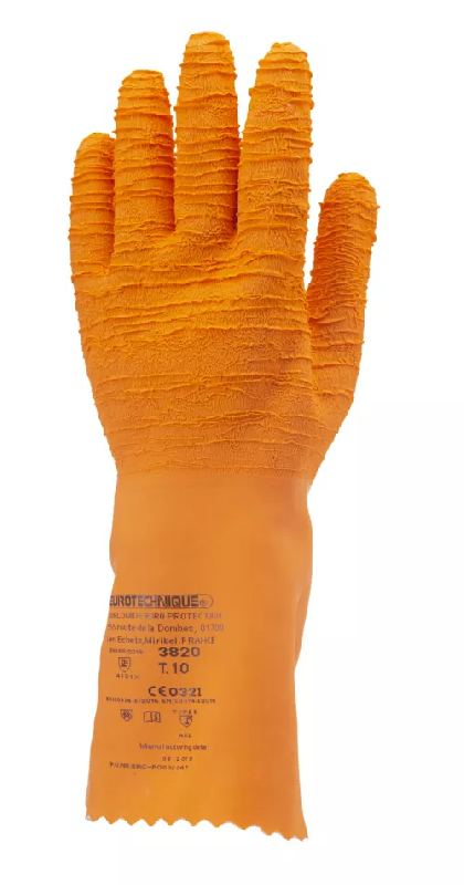 Gants latex crépé orange 34 cm qualité sup. - Référence : MO3820_0