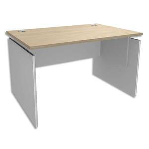 Simmob bureau piètement panneau ineo - dimensions : l160 x h72,5/75,5/82 x p80 cm chêne clair blanc perle_0