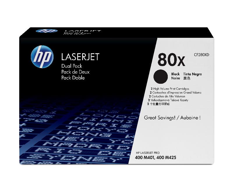 HP 80X pack de 2 cartouches authentiques de toner LaserJet noir grande capacité_0