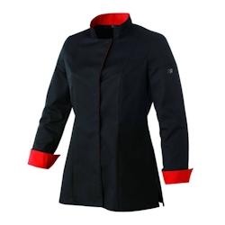 Veste Cuisine manches longues femme  UNA noir|rouge T.L Robur - L polyester 3609120507801_0