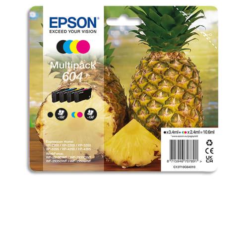 Epson pack de 4 cartouches jet d'encre ananas 604 (t10g6) c13t10g64010_0