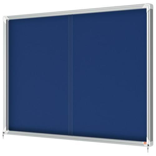Nobo vitrine d'affichage porte coulissante premium plus - feutre bleu - 18 x a4 - 1915334_0