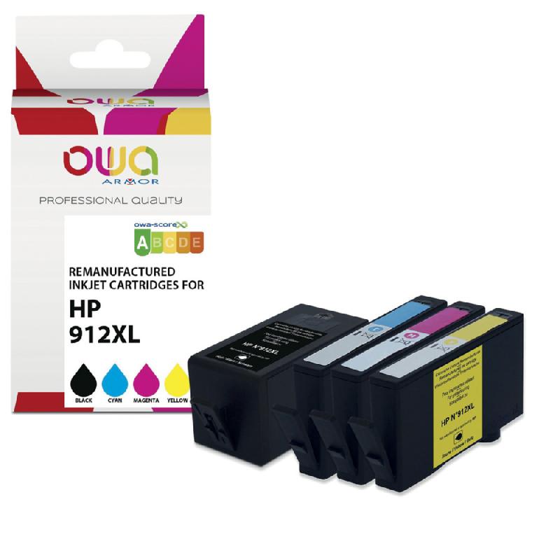 OWA K10541OW Cartouche d'encre remanufacturée compatible HP 912XL - Pack 4 couleurs_0