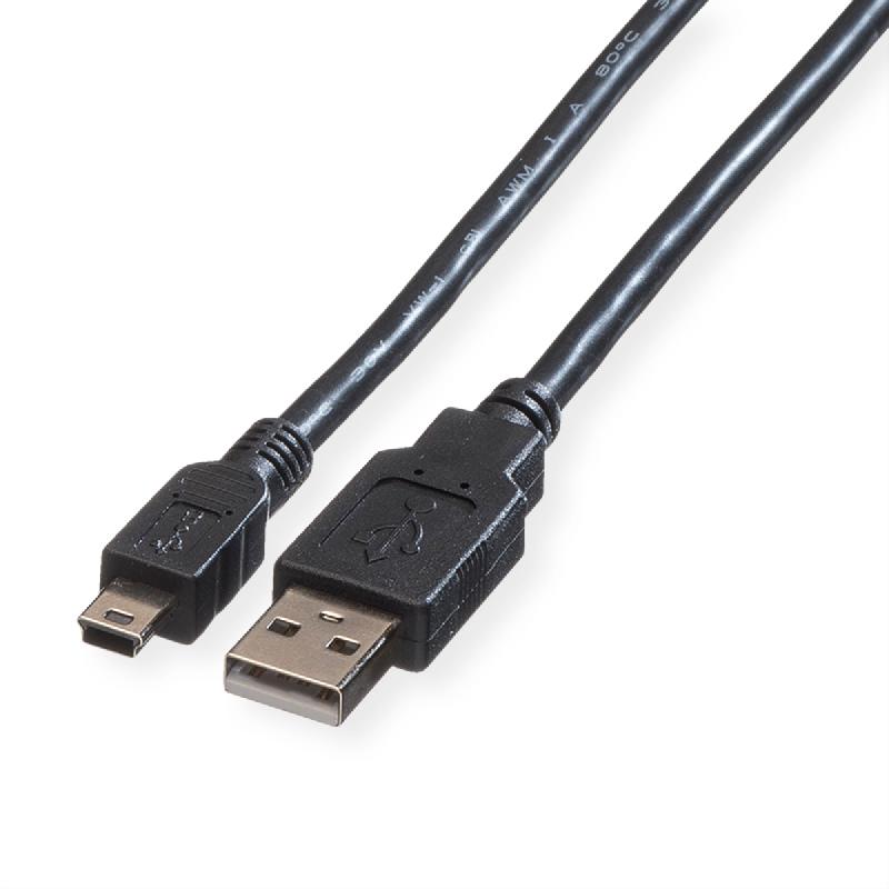 ROLINE Câble USB 2.0, type A - mini 5- broches, noir, 1,8 m_0