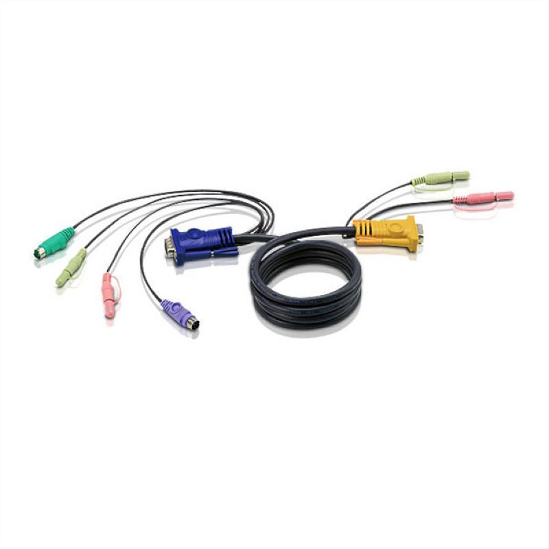 ATEN 2L-5302P Câble KVM VGA, PS/2 et Audio, noir, 1,8 m_0