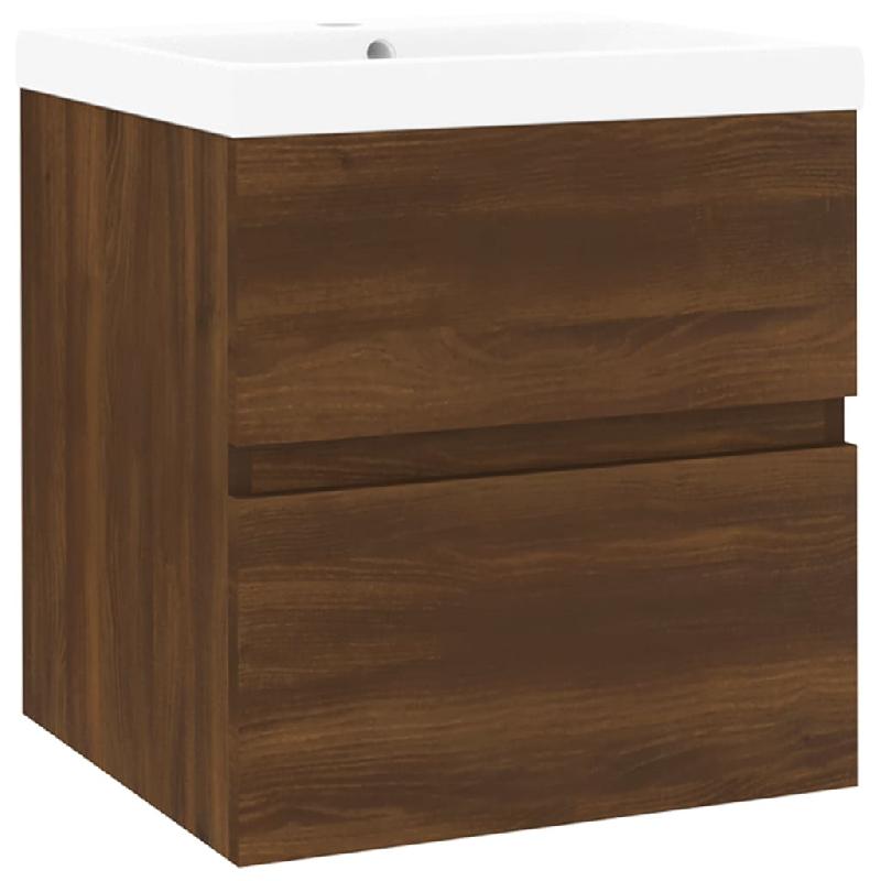 MEUBLE LAVABO AVEC BASSIN INTÉGRÉ 41 X 38,5 X 45 CM CHÊNE BRUN BOIS D\'INGÉNIERIE 02_0006862_0