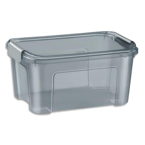 Cep boîte de rangement 13 litres gris fumé matière pp recyclé (hors clips). Dim : 38,9 x 27,7 x h 19,5cm._0