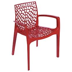 METRO PROFESSIONAL Fauteuil de terrasse Saphir, empilable, plastique, 56.5 x 55 x 81 cm, rouge - rouge plastique polypropylène 4337182212850_0