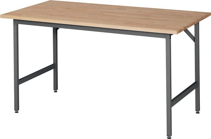 Table de travail l1500xP800xH800-850mm plateau trav.Hêtre massif, épaiss.25 mm châssis anthracite métallisé RAU_0