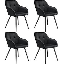 TecTake GmbH tectake Chaise MARILYN en velours - noir/noir, Lot de 4 -405765 - noir 405765_0