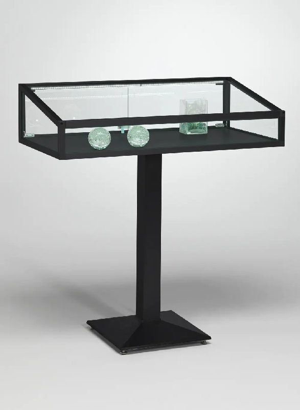Vitrine table sur pied c12tava - aluminium laqué noir_0