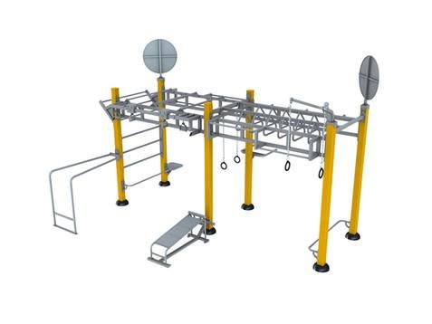 Station Cross Training - HER-01 avec banc, roues suspendues, échelles et barres parallèles_0