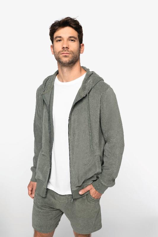 Sweat-shirt écoresponsable en éponge zippé à capuche homme -  Réf: NS419_0