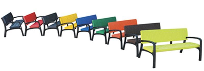 Banc Maverick en plastique 100% recyclable - 9 coloris - Anti-UV - Fixation au sol_0