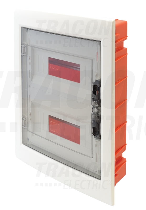 Boîte de distribution encastrée, cache plat fumée, rail n-pe 2×12 (24) modul, ip40, (h×w×d=395×305×85mm)_0