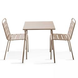 Oviala Business Ensemble table de jardin carrée et 2 chaises acier taupe - Oviala - gris acier 106874_0