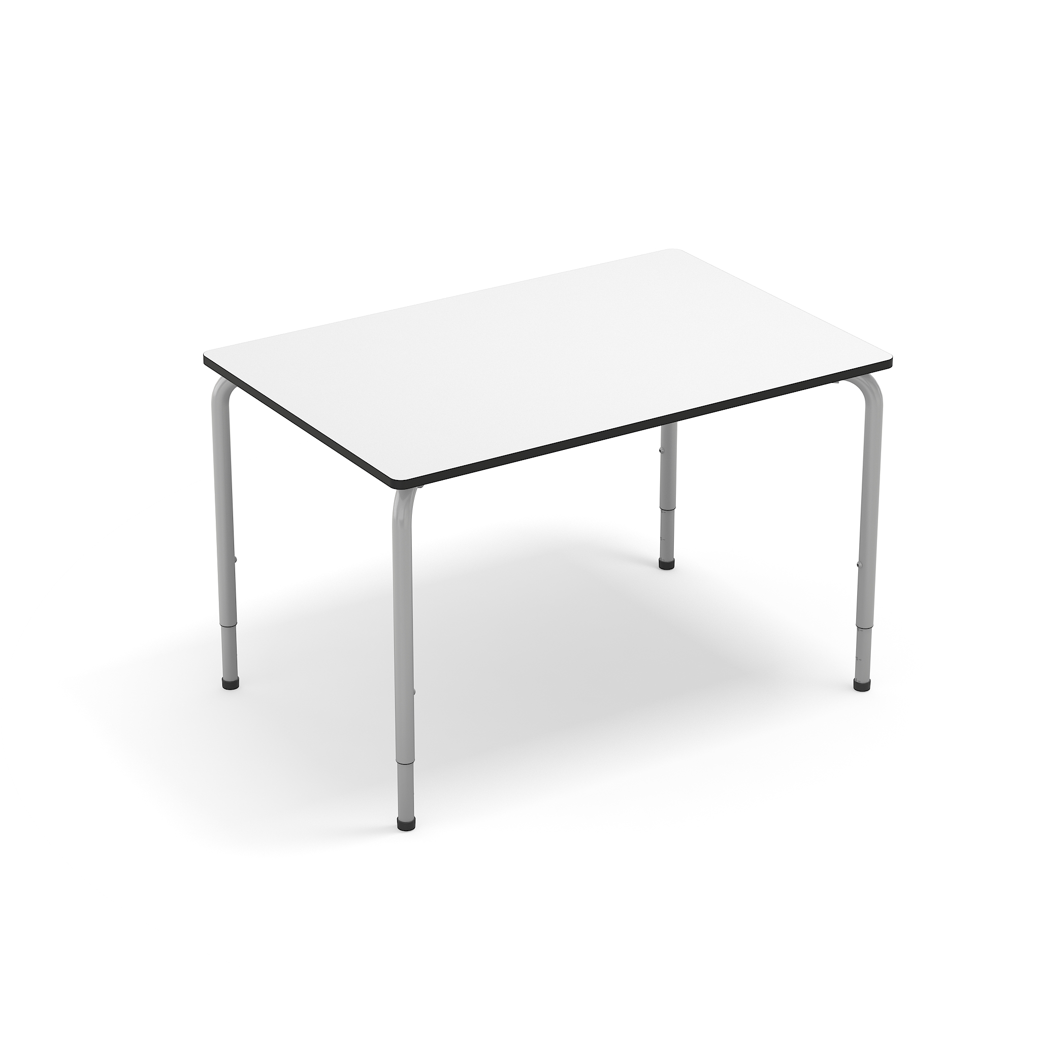 Table scolaire Rectangle - structure métallique - finition blanche - pieds réglables_0