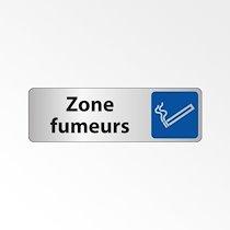 Panneau signalétique - Zone fumeurs - Adhésif  - 250 x 80 - Argent - Lot de 2_0