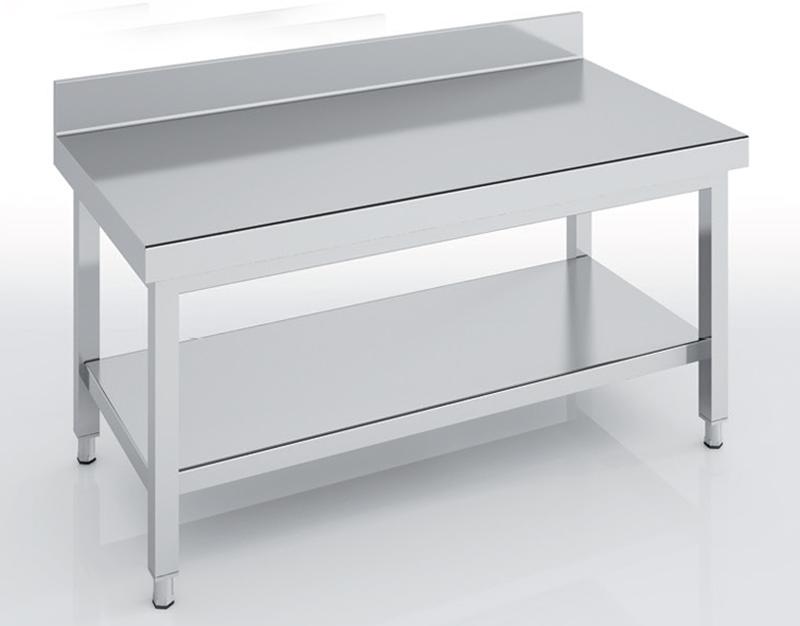 Table soubassement adossée en inox 2400x600x600 avec étagère - MMBD60-240_0