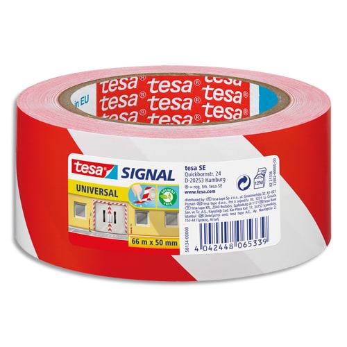 Tesa ruban adhésif signal universal rouge et blanc, polypropylène, pour marquage, 52 microns, 66 m x 50mm_0