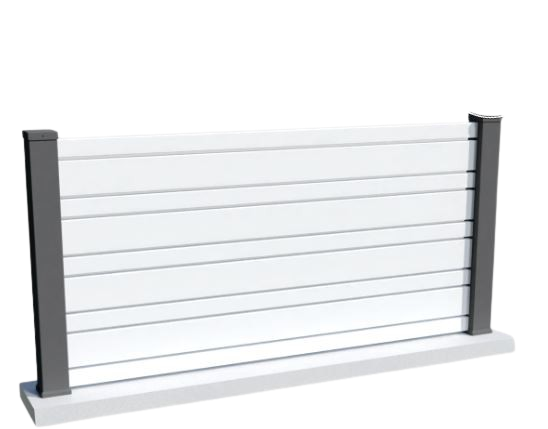 Clôture PVC ajourée avec lames horizontales espacées de 1cm - MAKI - Gamme classique_0