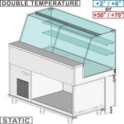 Comptoir vitrine réfrigéré & chauffante en & gn, vitre haute, statique, sans réserve dim. 1500x890xh1350 - CFA15X_0