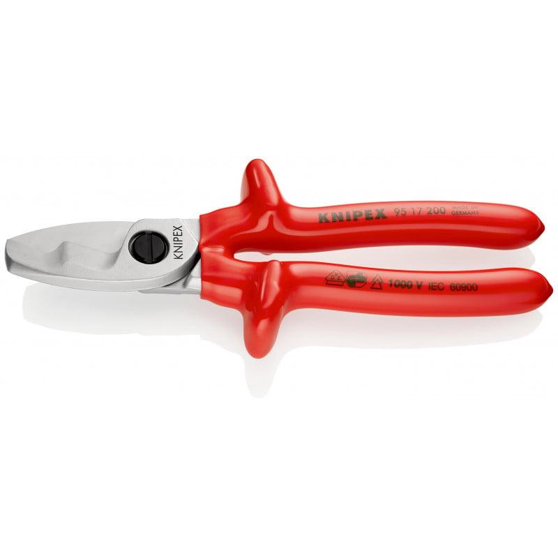 Coupe-câbles 200mm - Ø20mm/70mm² Cu/Al - Gainage surmoulé isolé 1000V - Chromé - KNIPEX | 9517200_0