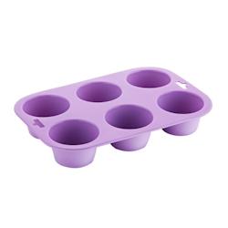 Moule 6 muffins flexible en silicone Hygiplas violet - EQCX047_0