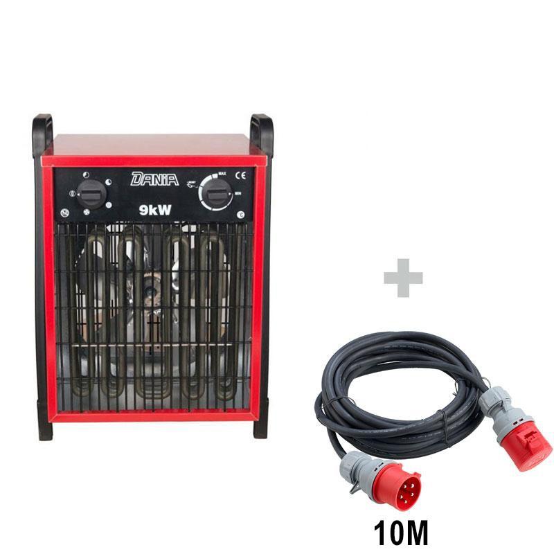 PACK Chauffage mobile électrique DANIA 9 kW + Rallonge 10 m 400 V - INELCO/HEATCOM - 88889400+3160104_0