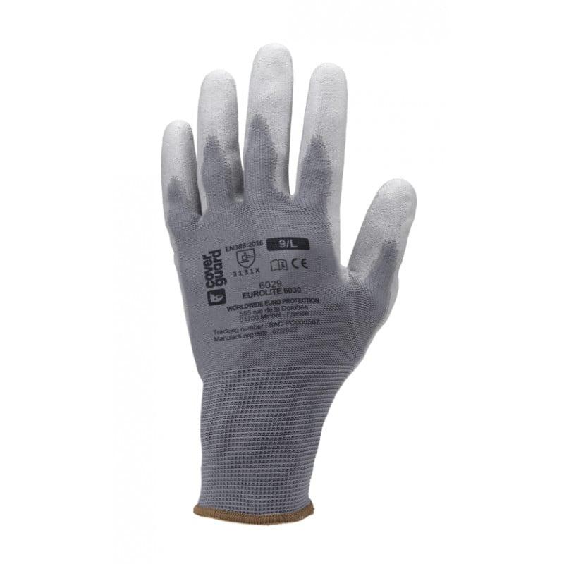 Gants EUROLITE 6030 polyester gris J13 paume enduite PU gris - COVERGUARD | MO6030_0