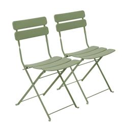 Oviala Business Lot de deux chaises pliantes en acier vert tilleul - vert acier 111195_0