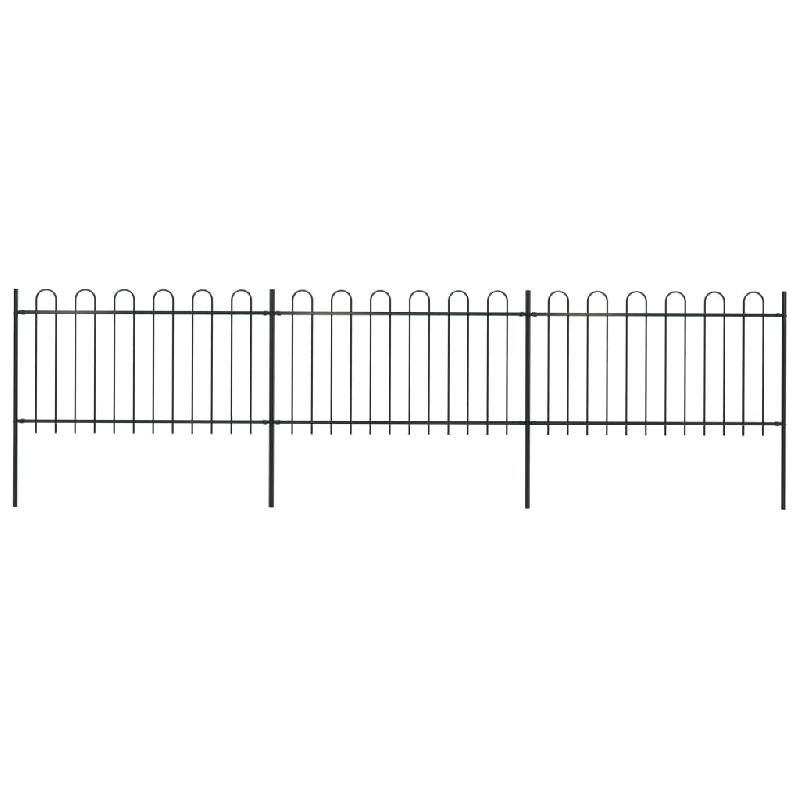 Vidaxl clôture de jardin avec dessus en cerceau acier 5,1 x 1 m noir 277658_0