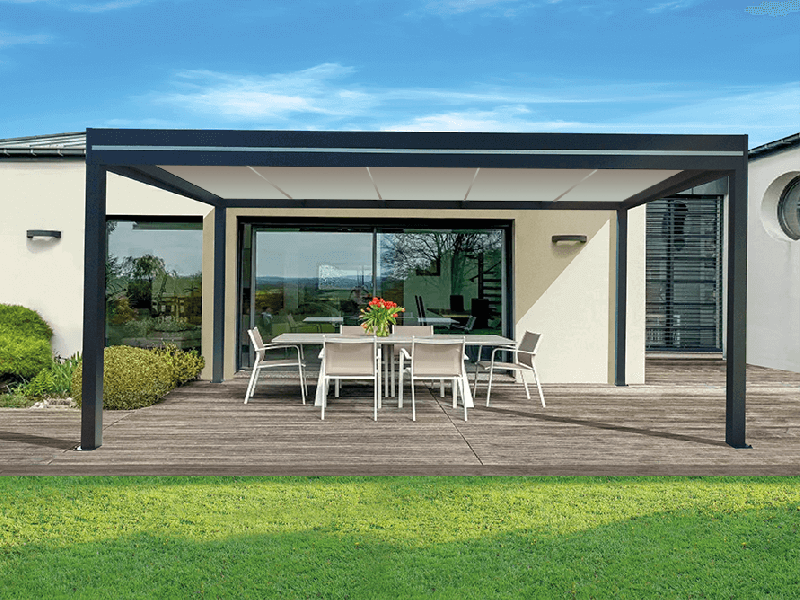 Pergola Aluminium Toit Plat Panneaux Sandwich Isolant 62mm OBX Autoportée Sur Mesure Référence: Pergola OBX 62 ilot_0