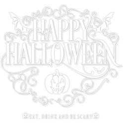 Deco-Vitres Vitrophanie texte volutes Happy Halloween blanc géant - 124,8 x 135 cm - blanc HALL90L_0