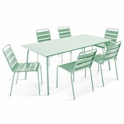 Oviala Business Ensemble table de jardin et 6 chaises en métal vert sauge - vert acier 109242_0