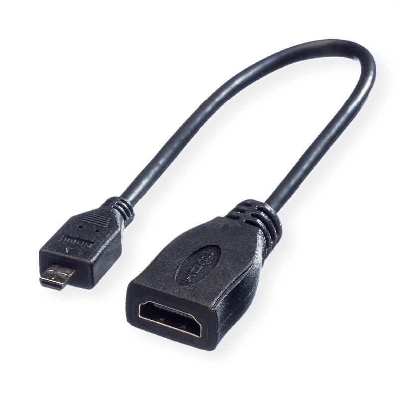 Roline câble hdmi high speed avec ethernet, hdmi f - micro hdmi m, 0,15 m_0